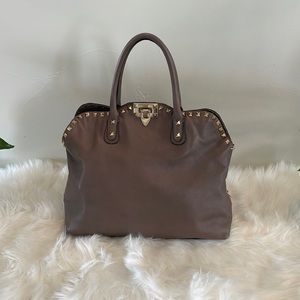Valentino Rockstud Dome Handbag Taupe
